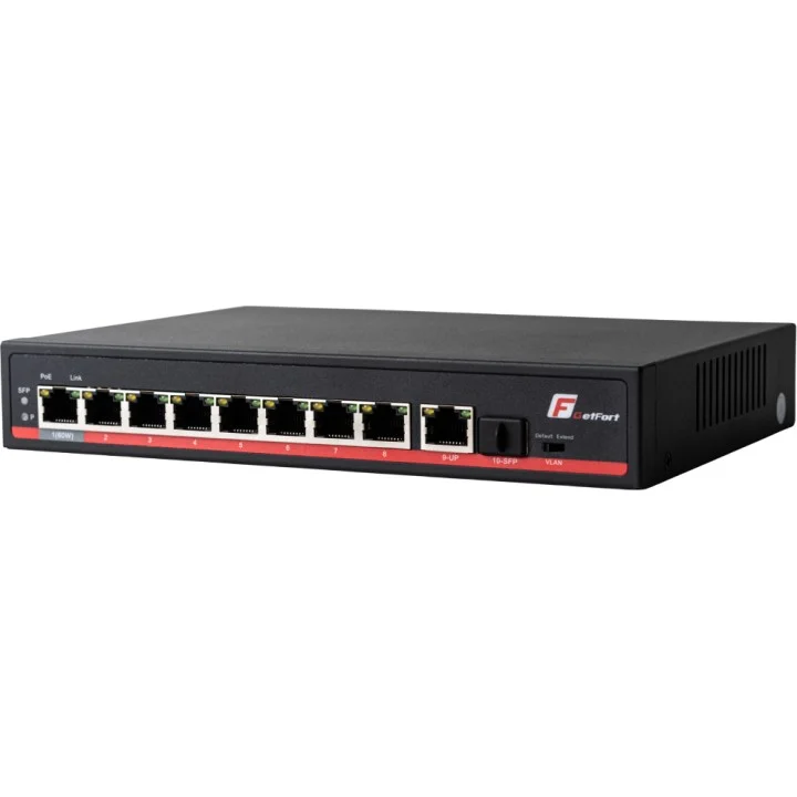 Switch poe getfort 8 1 sfp gigabit ethernet 120w