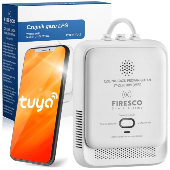 Czujnik gazu lpg propan butan firesco jy zl2010w z wifi aplikacja tuya